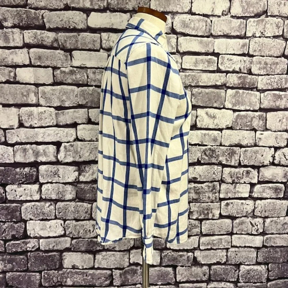 J. Crew Blue & Ivory Boy Fit Button Down Blouse Size SP